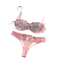 Rond Up Night belles femmes Sexy 2 pièces broderie florale sous-vêtements Sexy érotique Lingerie sous-vêtements Lenceria ensembles Sexy 1