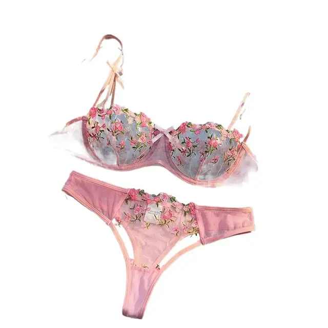 Rond Up Night belles femmes Sexy 2 pièces broderie florale sous-vêtements Sexy érotique Lingerie sous-vêtements Lenceria ensembles Sexy 1