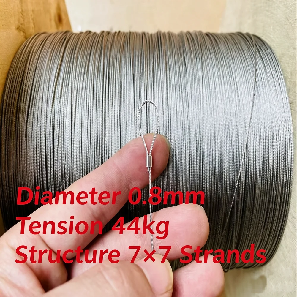 Angelschnur aus Edelstahl 316 in Marinequalität, weiches DIY-Schmuckfaden, 0,3–3 mm, 1 x 7 oder 7 x 7