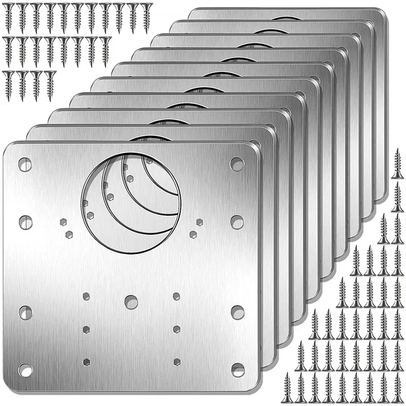 4/10PCS Cabinet Hinge Repair Plate Kit Kitchen Cupboard Door Mounting Plates Screws Flat Fixing Brace Brackets hinge repair plates