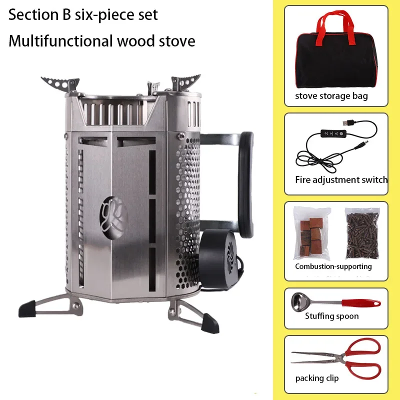 Portable Wood Stove Removable BBQ Stove Household Stainless Steel Wood
