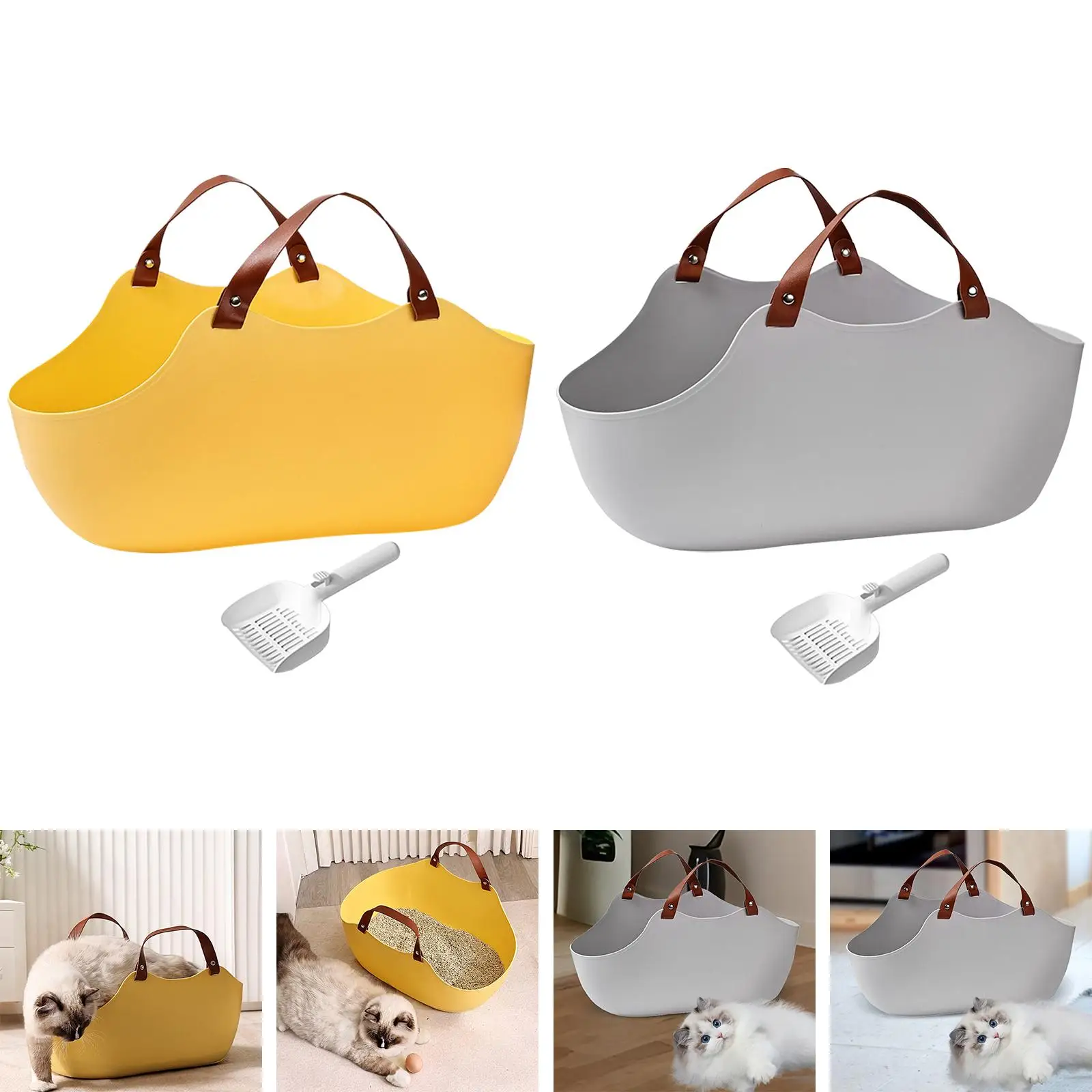 Cat Litter Container Kitty Litter Pan High Sided Cat Sandbox Open Top Pet Tray Deep Toilet for All Kinds of