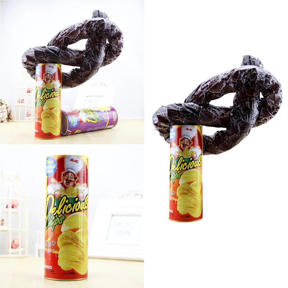 Playing Toy Potato Chip Box Creative Scared Fake Tricky Toy Jumping Snake Prank Toy Spring Snake for April Fool Day spoof jokes reusable fake snake toys jump magic tricks popcorn can april fool day prank toy spring snake party decoration