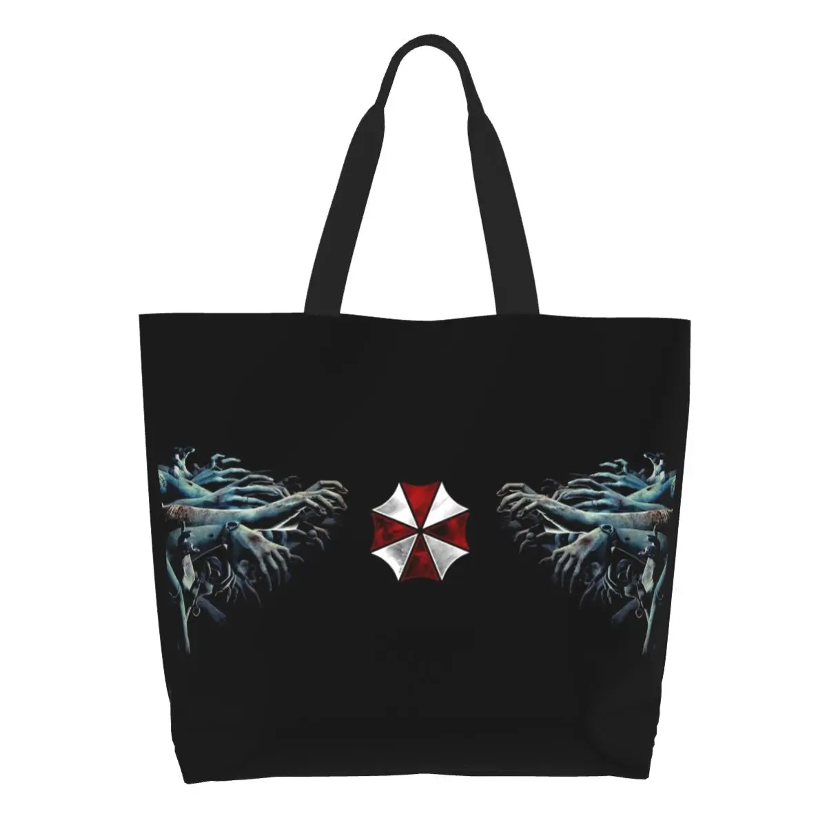 

Umbrellas Corporations Custom Print Canvas Shopper Shoulder Tote Bag Big Capacity Washable Horror Zombie Video Game Handbag