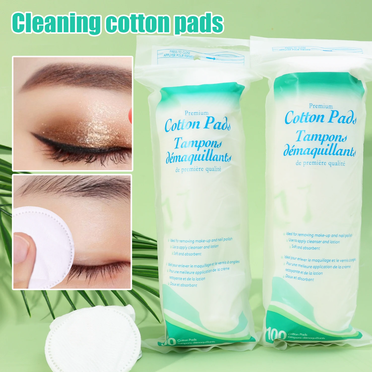 Soft White Cotton Makeup Remover Pads for Facial Skin Care