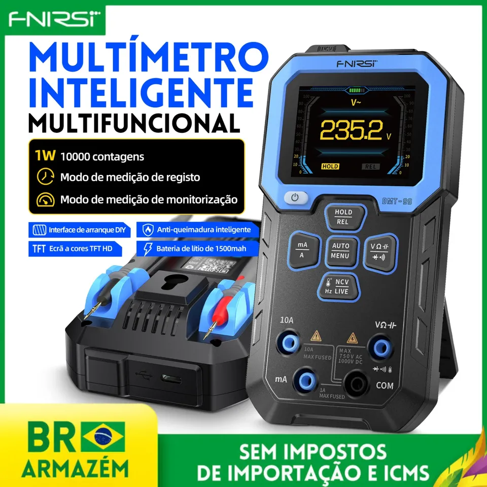 FNIRSI DMT-99 Digital Multimeter 9999 Counts Smart Professional Tester 1000V 10A True RMS Auto Range AC DC Ohm Hz Capacitance