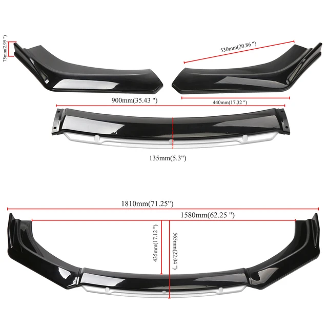 Auto 4-teilig mit Front lippe um Front stoßstange Front stoßstange Lippen  Body Kit allgemein 3