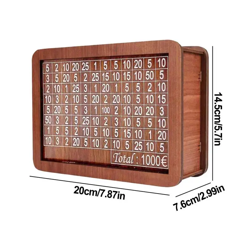 Wooden Money Bank Saving Money Box 10 000 Saving Challenge Money Saver with Money Target Decorative Wood Cash Bank Piggy Bank 6