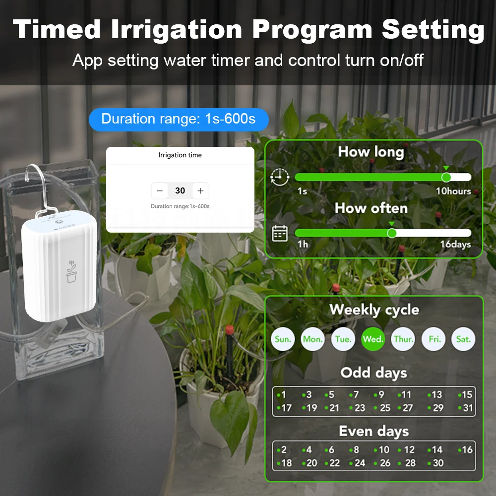 Tuya WiFi Smart Watering Drip Pump Recharge Battery Irrigation kits Intelligent Sprinkler Drip Irrigation Flowers Garden Tools