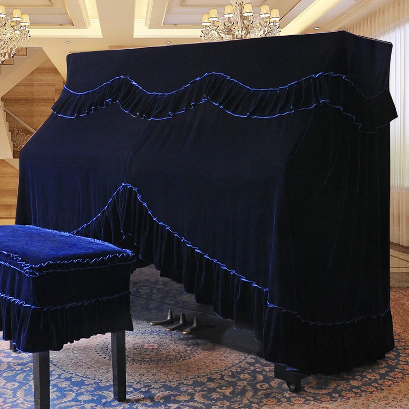 High-end Piano Full Cover Half Cover Thick Gold Velvet Cloth European Style Dust Modern Minimalist Piano Stool