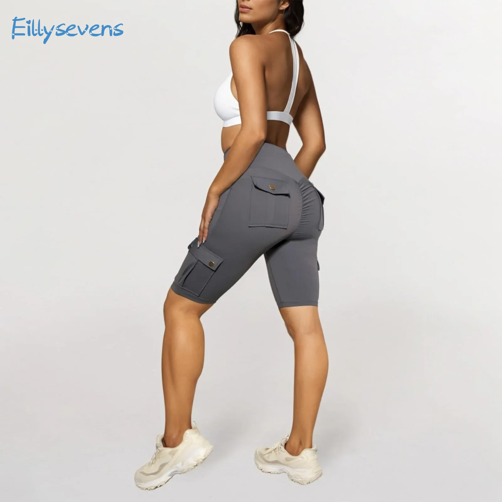 

Женские брюки с высокой талией, эластичные спортивные Леггинсы для фитнеса и йоги, Сексуальные облегающие узкие брюки с карманами для подтяжки ягодиц