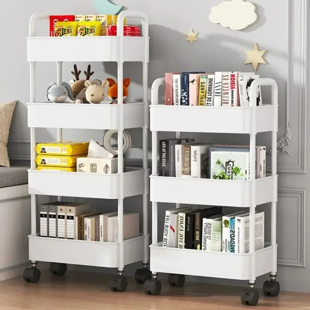 Bookshelf Storage Trolley Multi-Layer Shelves Household Snacks Storage Rack Mobile Kitchen Organizer Cart With Wheels bookshelf storage rack storage rack rolling storage cart