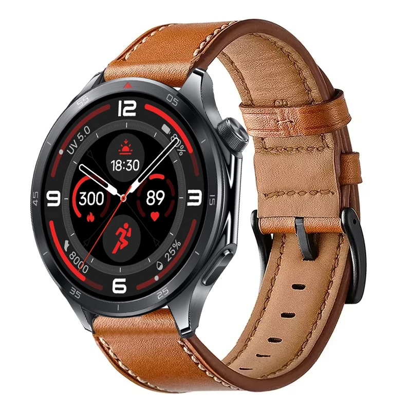 Vintage-Style Leather Smartwatch Replacement Strap, 22mm Bracelet Correa