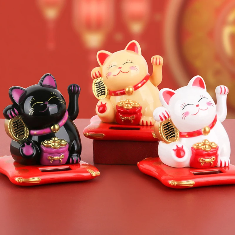 

Chinese Lucky Cat Home Decoration Shaking Hands Cats Car Interior Accessories Desktop Ornaments Crafts Creative Gift For Friend