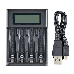 Universal Battery Charger with LCD Display for AA/AAA Rechargeable Batteries (4 Slots USB)