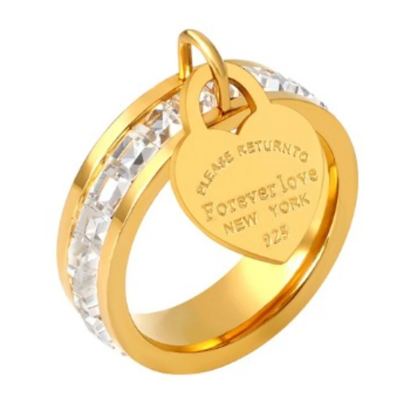 LENNIK Liebesring für immer Liebe, modisch, leicht, luxuriös, Pfirsich-Herz, Buchstaben-Accessoires, vergoldeter Edelstahl-Ring für Damen – Detail 6