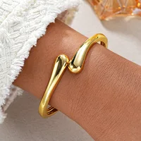 Hot Sale Exaggerate Individuality Metal Smooth Surface Water Drop Bangle for Woman  Adjustable Bracelet Paty Jewelry Daily Wear - Image 2