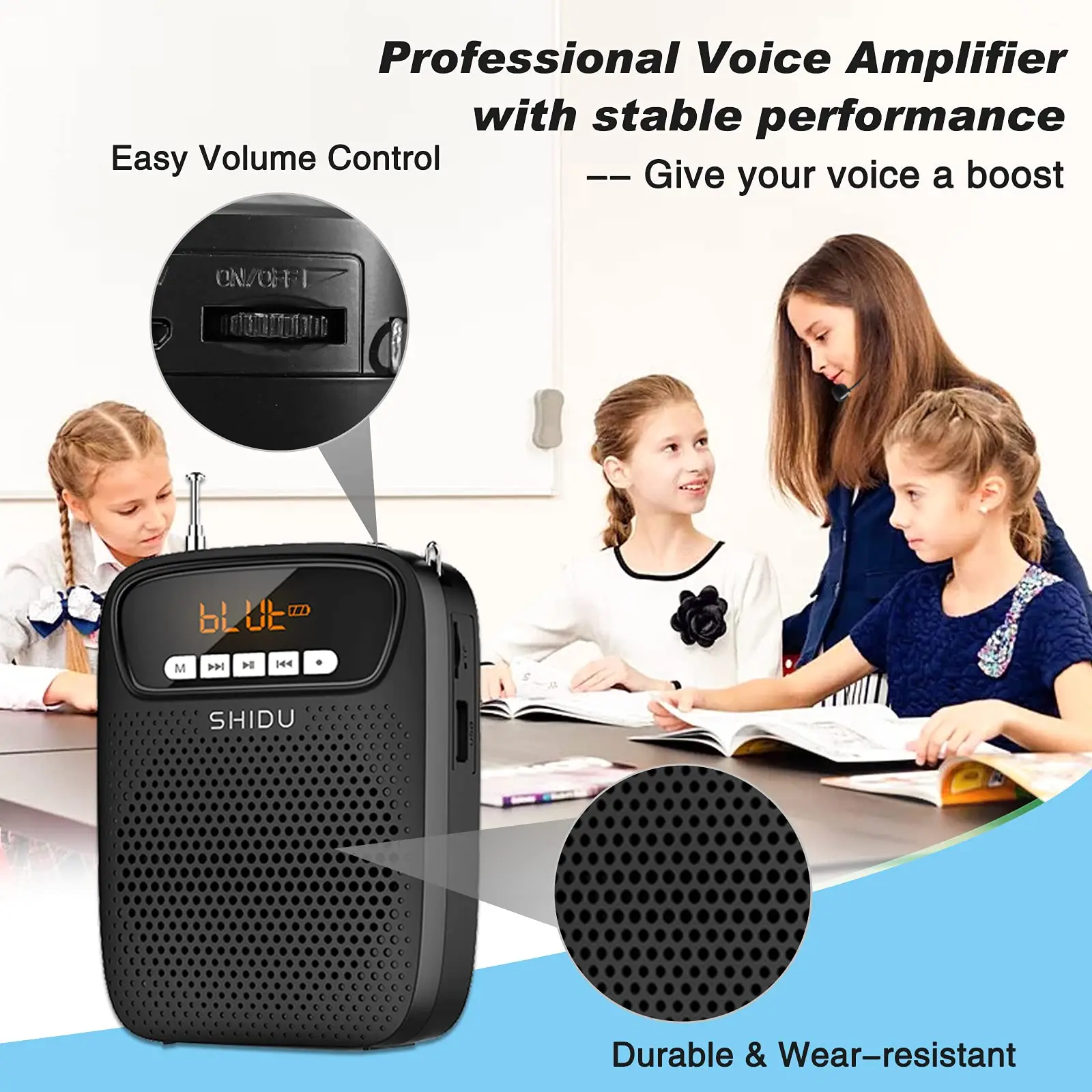 Voice Amplifier Wireless Voice Amplifier 15W S278 with Microphone Audio Recording FM Radio AUX Portable Bluetooth for Teachers Instructor