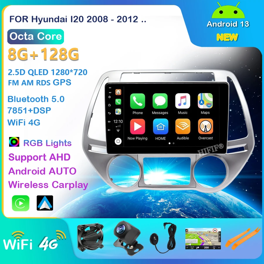 

Автомагнитола 2 Din для Hyundai I20, мультимедийная стерео-система на Android для Hyundai I20, 2008, 2009, 2010, 2012, с GPS-навигацией, Bluetooth, Carplay, 4G, Wi-Fi, без DVD-плеера