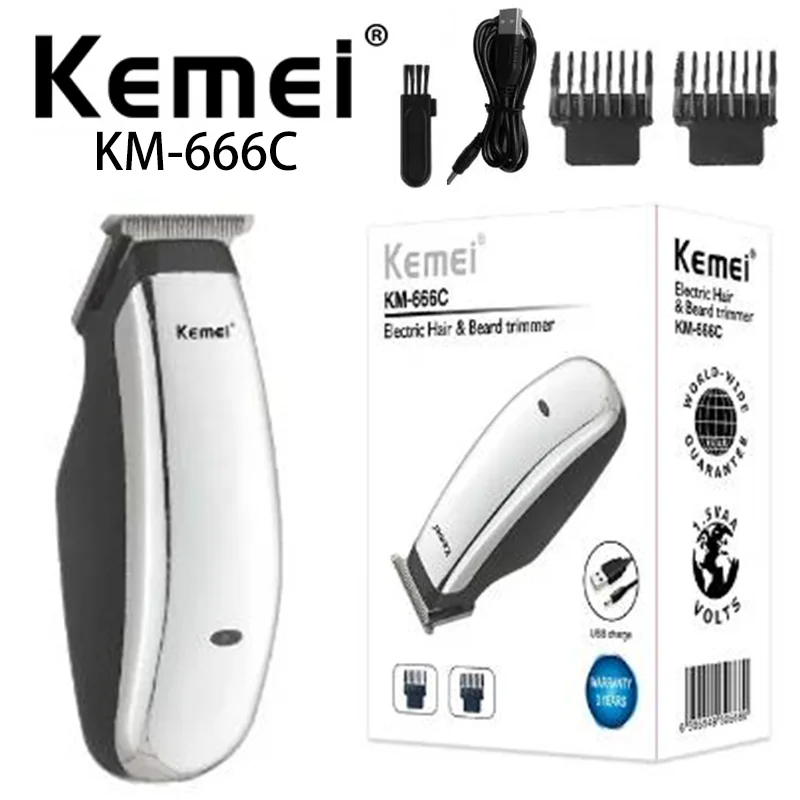 Kemei Km-666C USB Charging Silent Mini Portable Universal Electric Hair Clipper travel adapter powerful safe charging mini size eu uk us au universal power converter for phone