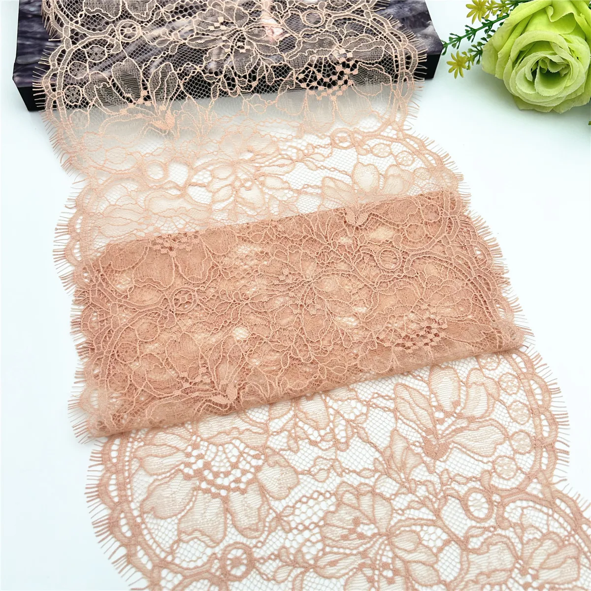 3y/Lot Width 21.50cm Dark Skin Underwear Lace Eyelash Trim Lingerie Sewing Craft DIY Apparel Fabric Bra Lace Non-Elastic 5