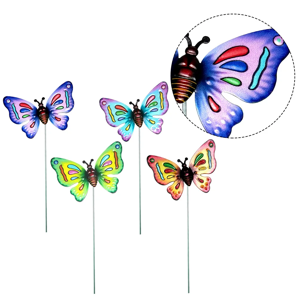 

4Pcs Colorful Butterflies Garden Yard Planter Stakes Flower Pots Ornament Decoracion Outdoor Gardening Decoration