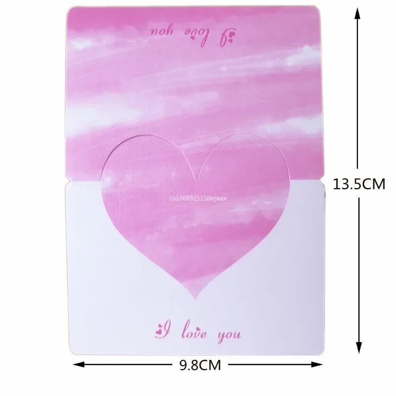 1pcs Mixed Color LOVE Heart Shape Greeting Card Valentines Day Gift Wedding Invitations Card Romantic Message Thank You Cards