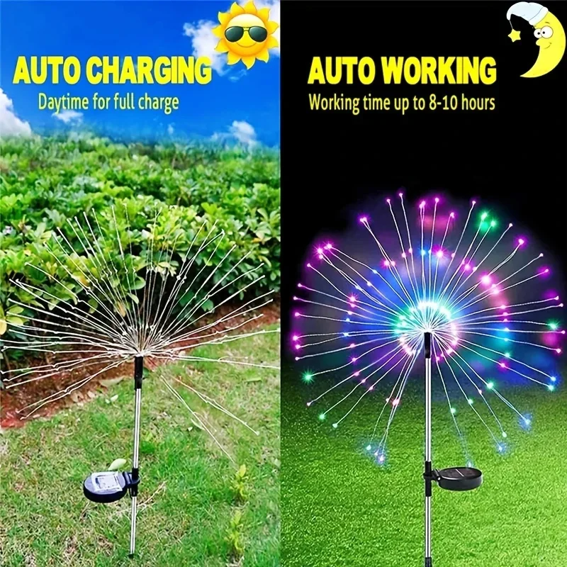 LED Solar Fireworks Lights LED Garden Garden Landscapes Lawns Outdoor Waterproof Floor Lights Christmas Party Decorations Lamps led stage light wireless bluetooth speaker rgb rotating disco dj lamp christmas birthday party lights decorations ball projector