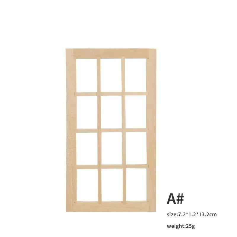 1pcs 1:12 Dollhouse DIY Door Windows Furniture  Miniatures  Wooden   Accessories Pretend Play Toy for Kids 3