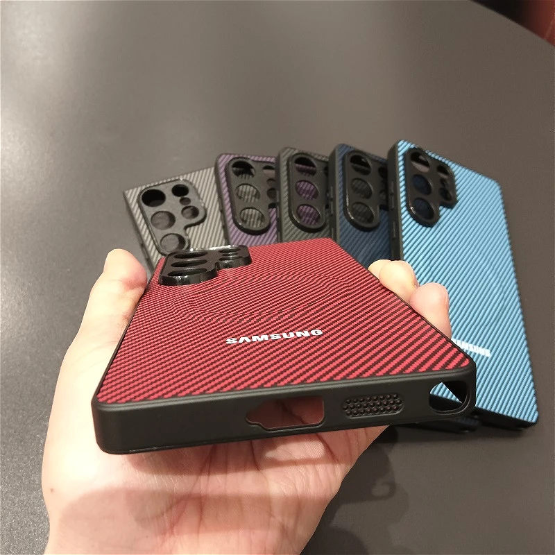 Carbon Fiber Magnetic Matte Bumper Case with Wireless Charging Compatibility