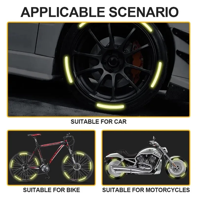 Wheel Reflective Strips 40Pcs Car Motorcycle Wheel Reflective Strips Colorful Hub Stickers Car Styling Decal Sticker Auto Moto Decor Decals Accessories