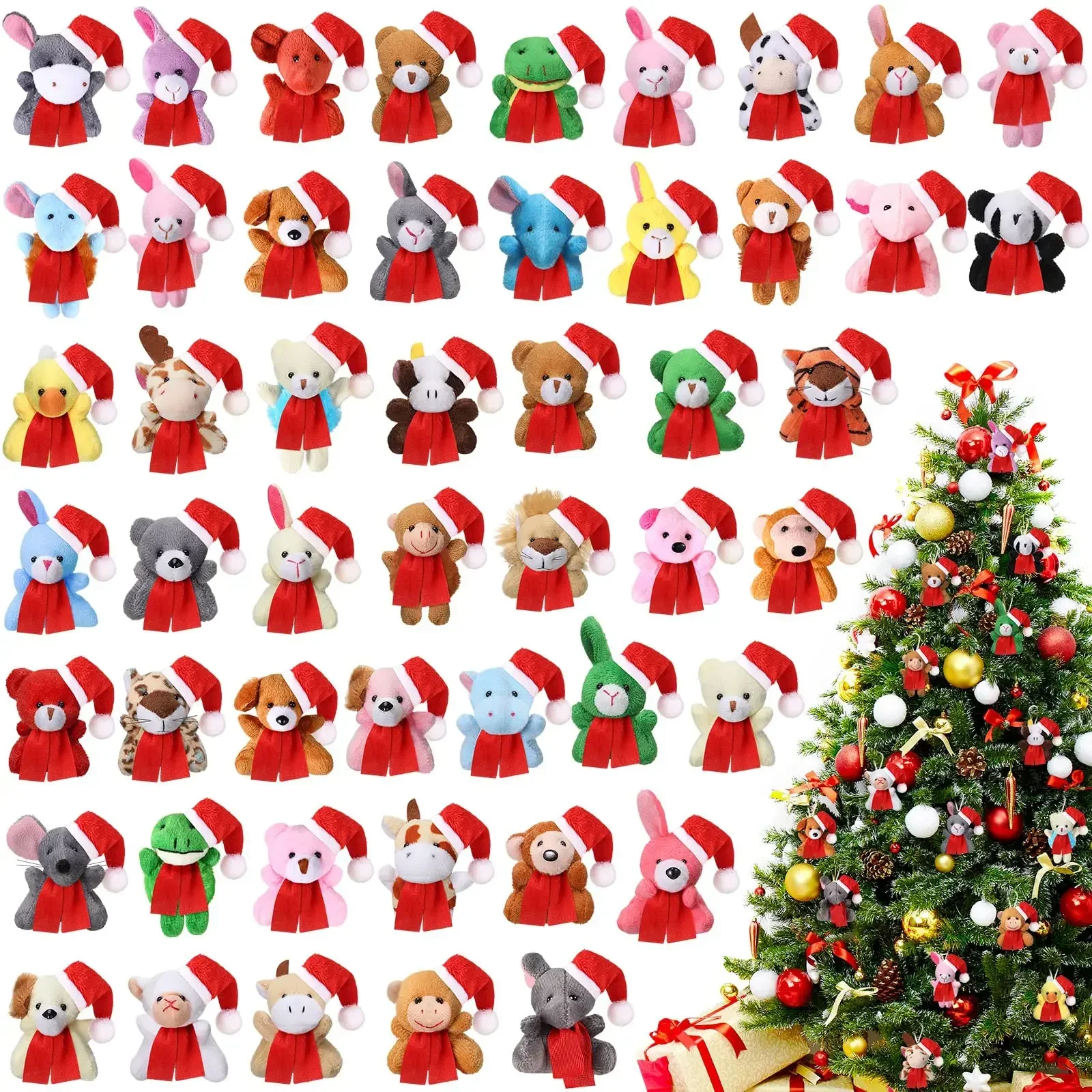 thumbnail image 1 of 36-200Pcs Christmas Mini Plush Stuffed Animal Bulk Small Animal Toys Keychain Tiny Plush Keychains Animals Xmas Tree Decoration, 1 of 5