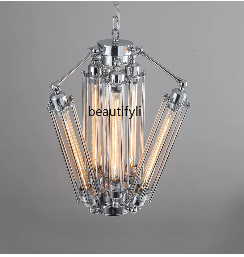 

Люстра В индустриальном стиле, хромированный художественный светильник средней высоты для гостиной, столовой, лампа для бара