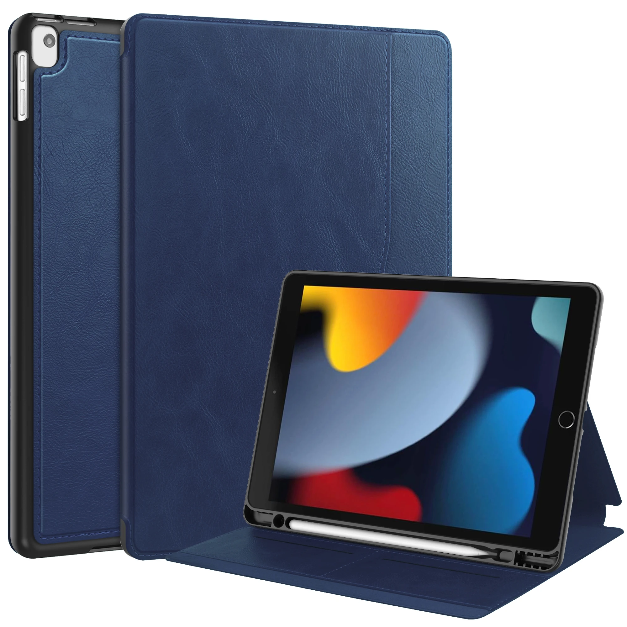 

Умный чехол для iPad 10,2 7 8 9 поколения Air 3 Pro10.5, роскошный чехол-подставка из искусственной кожи с карманом и функцией автоматического сна/пробуждения