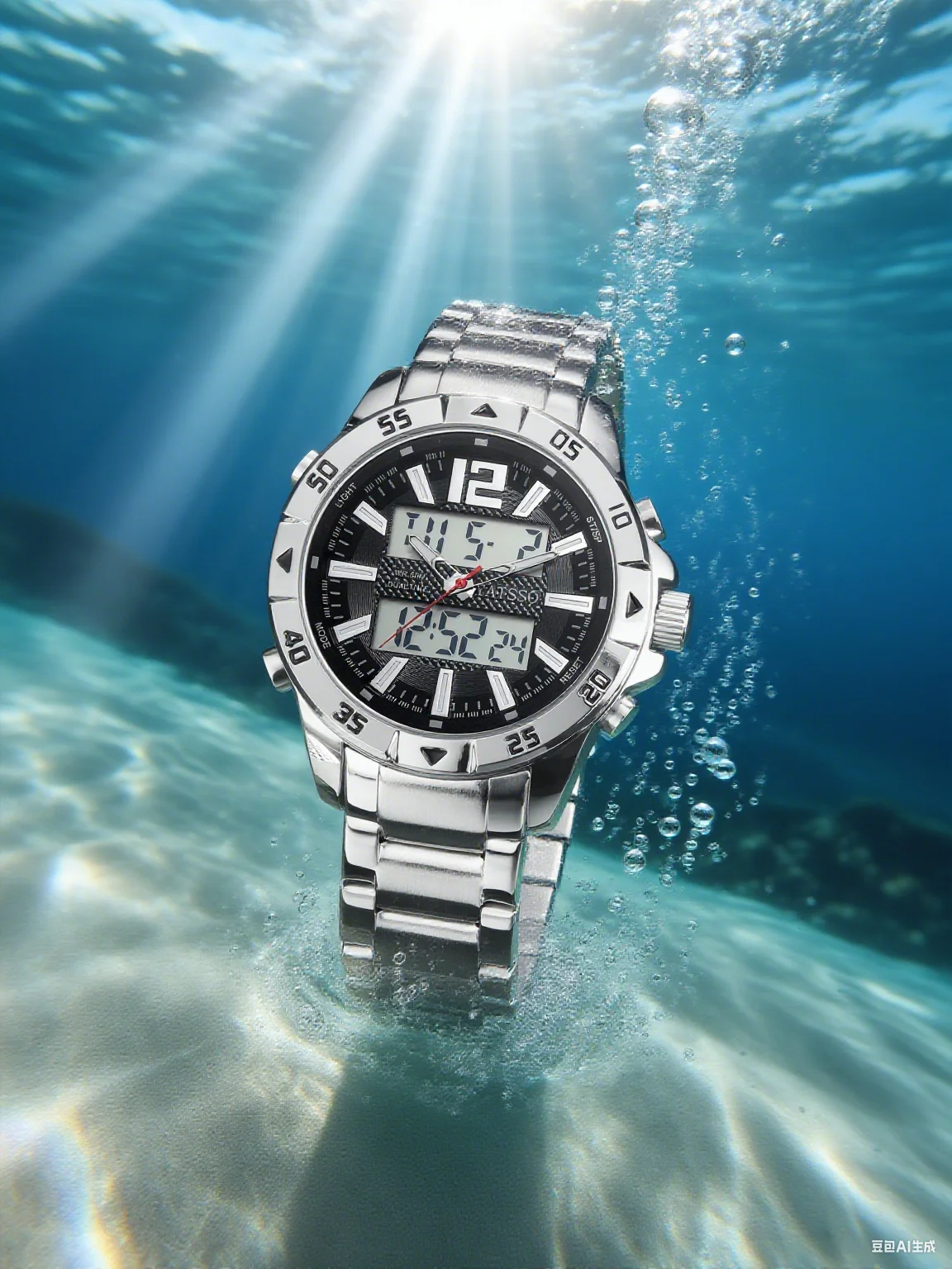 Men's Dual Time Hybrid Sport Watch - Stainless Steel, 50M Waterproof, Multifunctional Quartz Design