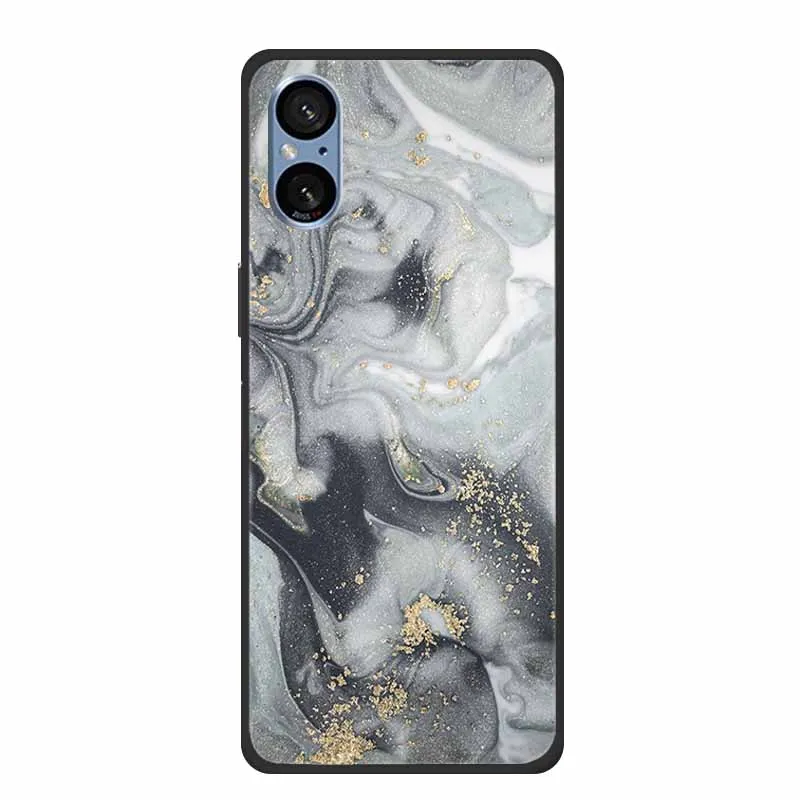 Elegant Marble Shockproof Soft Silicone TPU Back Cover for Sony Xperia 5V - Premium Phone Protection Case