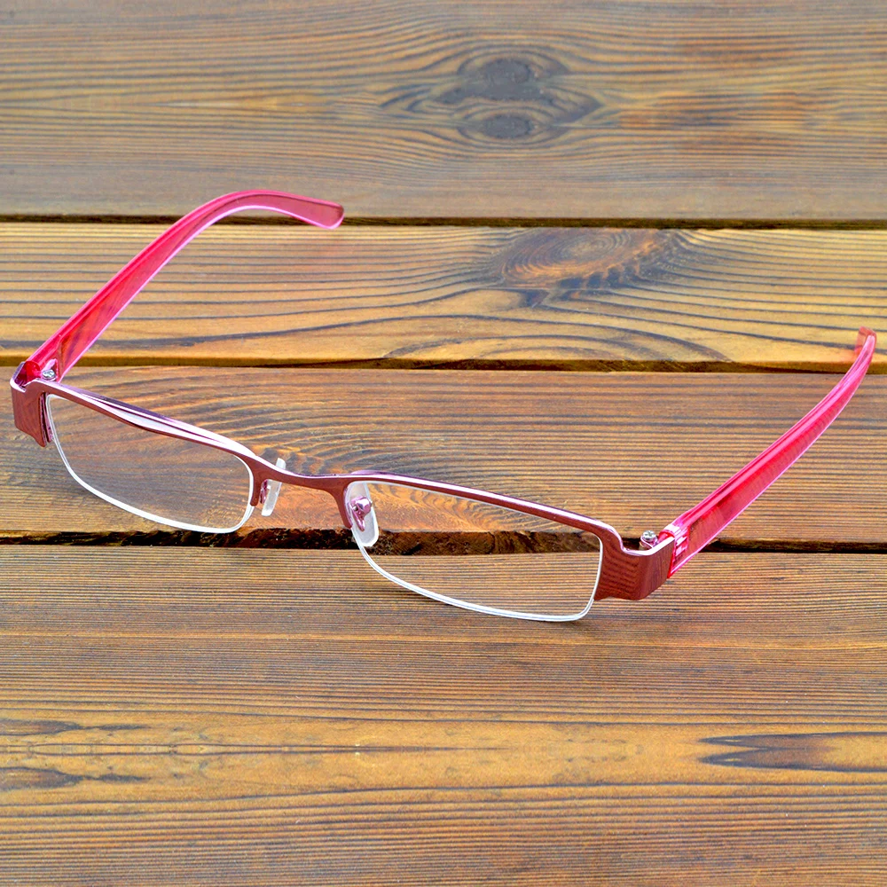 

2 Pieces Rectangle Pink Frame Hlaf-rim Spectacles Multi-coated Anti-fatigue Lenses Fashion Reading Glasses +0.75 To +4