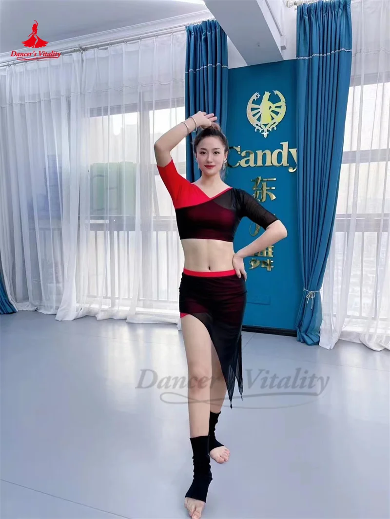 

Belly Dance Costume Suit for Women Children Customsize Short Sleeves Top+2 Colors Short Skirt 2pcs Oriental Dance Wear Outfit