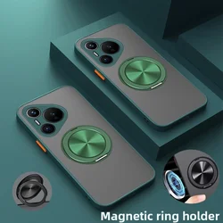 Enhanced Magnetic Ring Stand Protective Hard Case - Sleek and Durable Back Cover Shell for Huawei P60 Pro (Green)