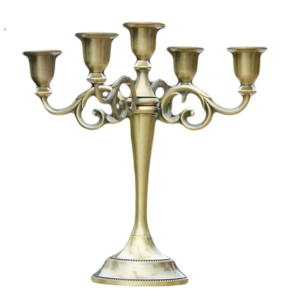 

IMUWEN Silver/Gold/Bronze/Black 3-Arms Metal Pillar Candle Holders Candlestick Wedding Decoration Stand Home Decor Candelabra