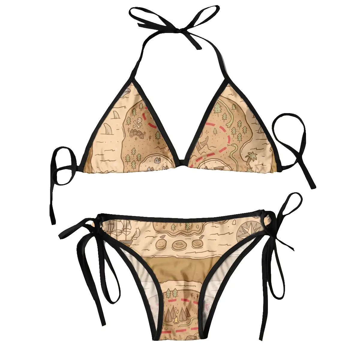 

Bikini Femme 2024 Luxe Pirate Treasure Island Map Two Piece Women's Set