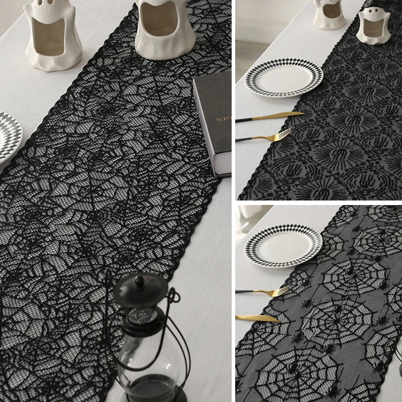 150/180/220Cm Halloween Runner Runner Pizzo Ragnatela Tovaglia Per Festival Cena Di Halloween Puntelli Horror Decorazioni Per Feste Di Halloween