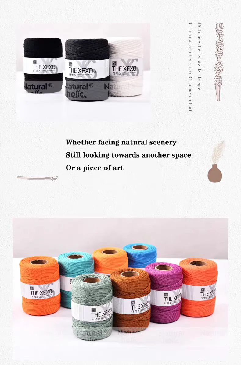 Description Picture 4 of itemLuckkcords 3mm Thread Matte Polyester Knitted Crochet Yarn Handmade DIY Macrame Cord Woven Bag Hook Rope 90m/150g/roll