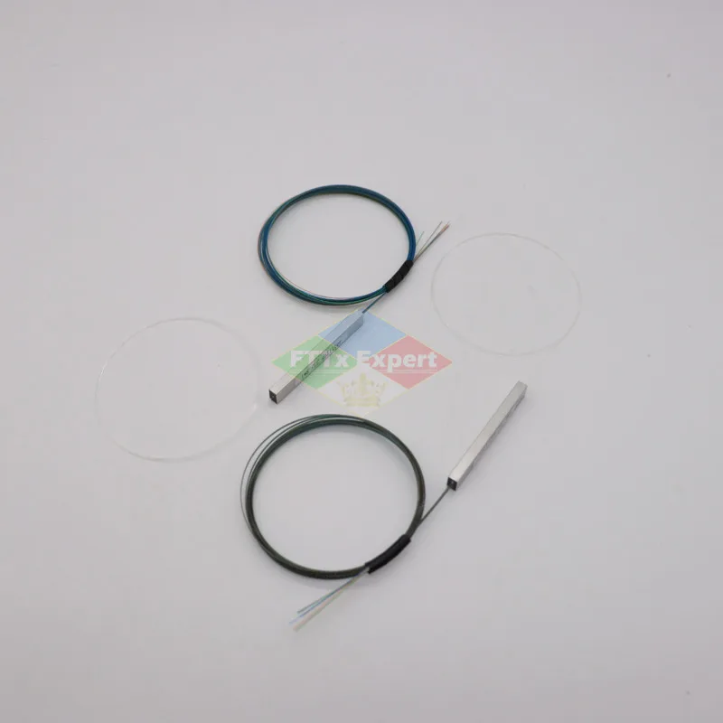20pcs/lot 1x2 1x4 1x8 1x16 color Fiber optic PLC Splitter without connector cable 0.9mm Mini Blockless 2,4 Ports PLC Splitter