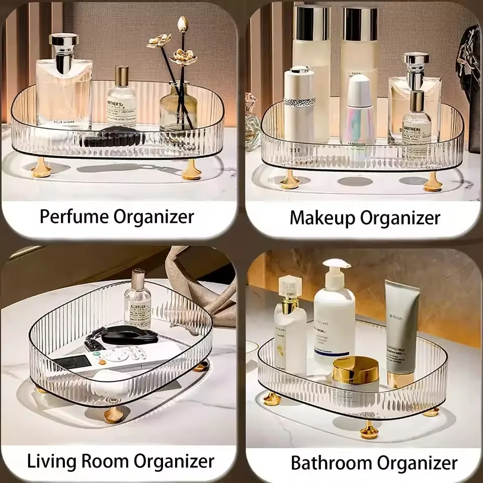 Makeup Perfume Organizer Desktop Storage Box Bathroom Dresser Vanity Tray for D Candle,Lotion Bottle,Cosmetics,Jewelry 3