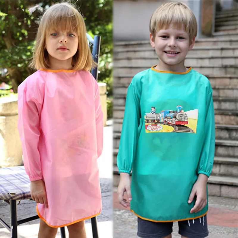 Tablier De Peinture Manches Longues Pour Enfant - Imperméable, Avec Poche, Pour Activités Artistiques Et Jeux D'eau - 9