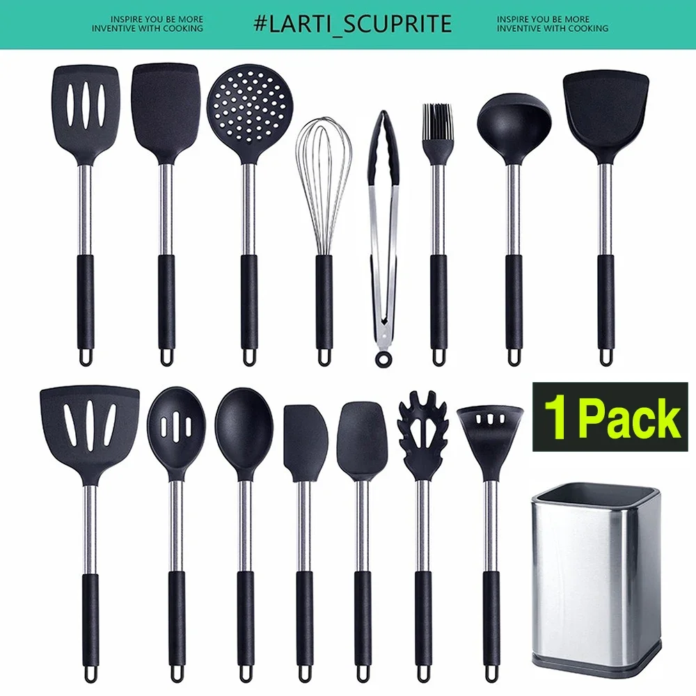1-Pack Silicone Kitchenware Cooking Utensils Kitchen Accessories Spatula Turner Heat-resistant Soup Spoon Pasta Colander Shovel kitchen utensils