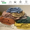 Cotton Fitted Sheet with Elastic Band Anti-Slip Mattress Cover for Single Double Queen King Bed Adjustable Plain Fitted Bedsheet 2