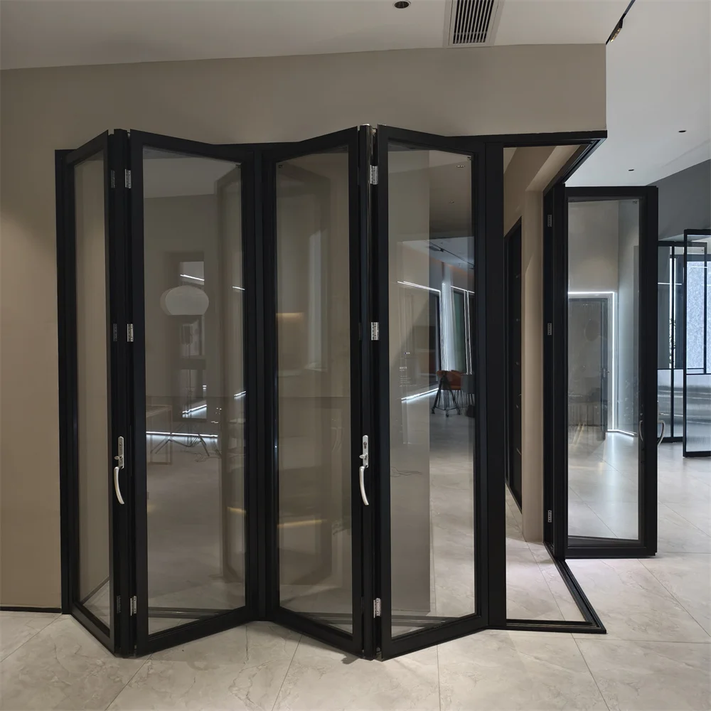 Price House Balcony French Door Aluminum Bi Folding Patio Tempered Glass Door Modern Partition Fold Doors