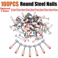 100PCS Steel Nails Round for Steel Nail Gun 10.5mm 16mm 20mm 25mm Pneumatic Nailing Gun Wall Fastening Tool Nailer Special Nails 1